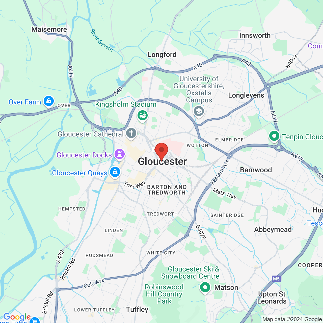 Map displaying vacancy location