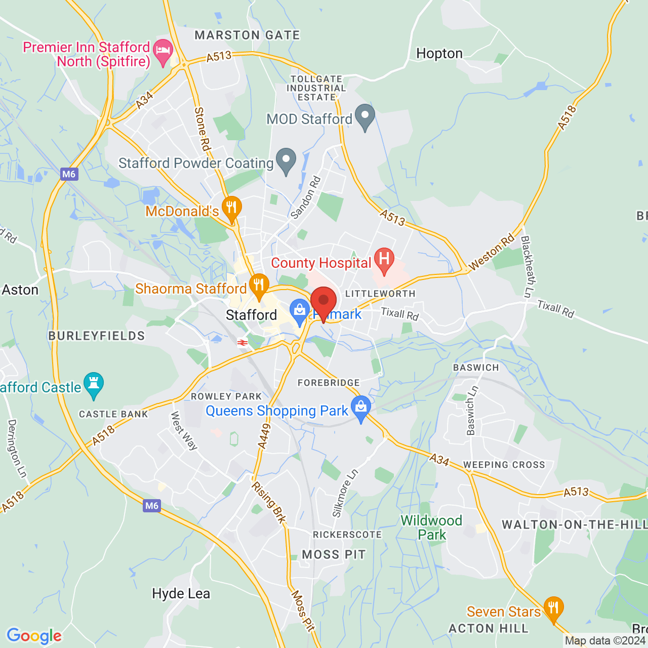 Map displaying vacancy location