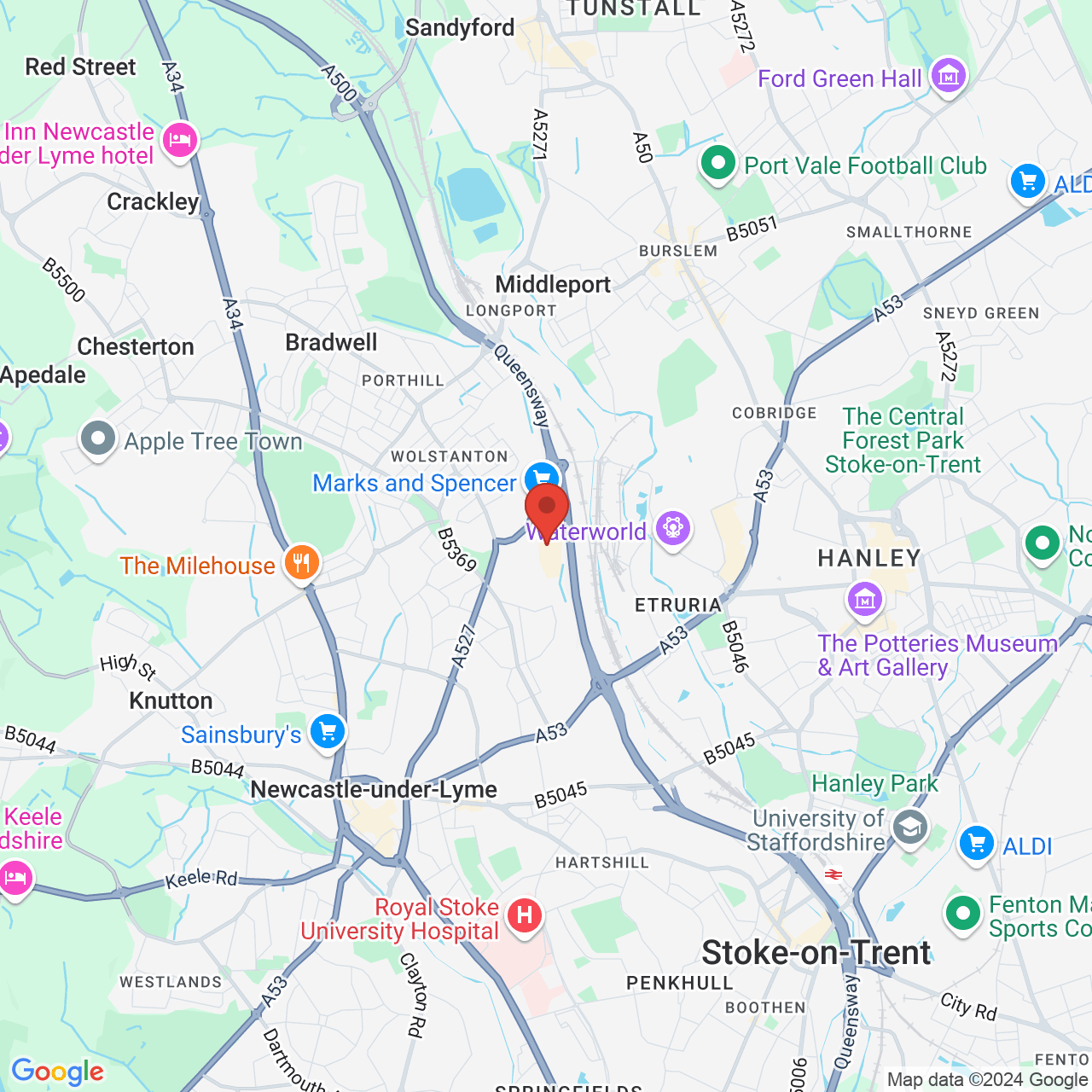 Map displaying vacancy location