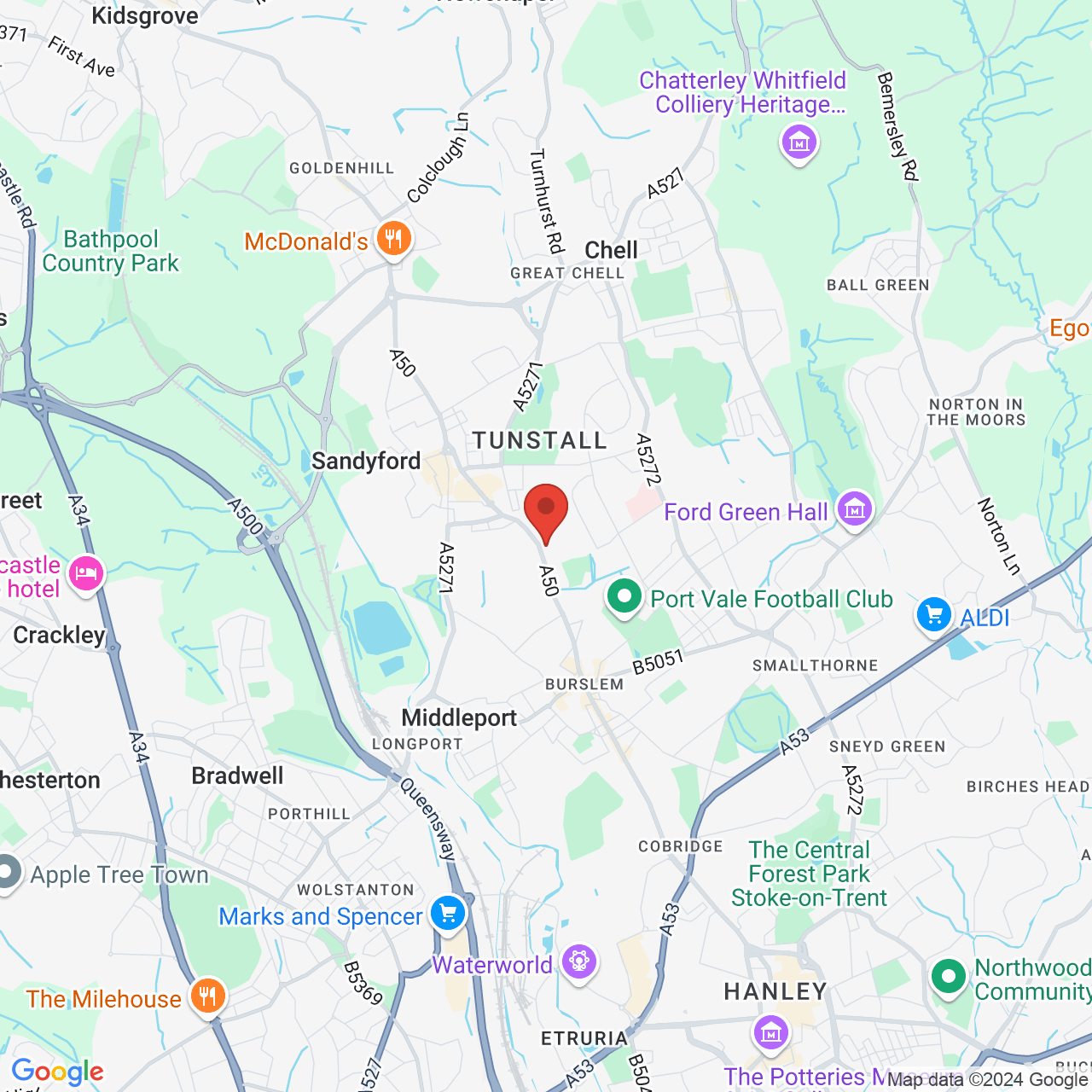 Map displaying vacancy location