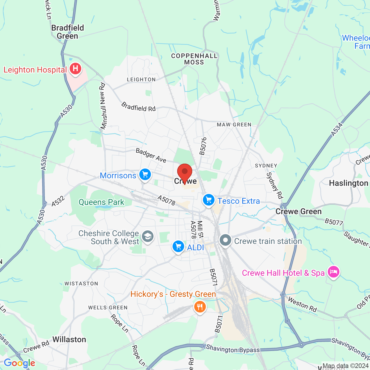 Map displaying vacancy location